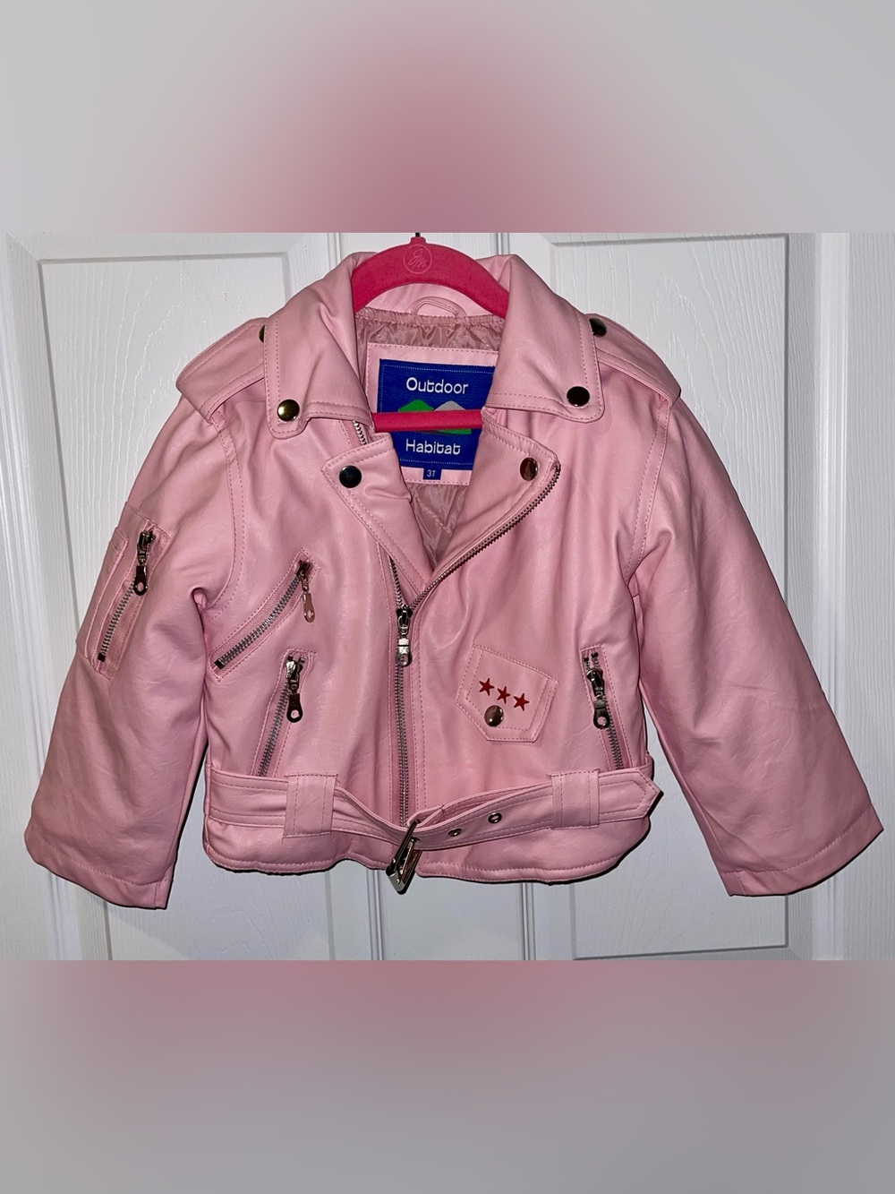 Habitat girls pink faux leather 3T motorcycle jacket Eagle USA